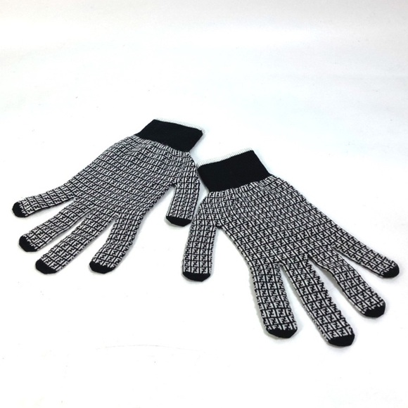 Fendi unisex FF zucca all over monogram wool gloves NEW - Picture 2 of 7